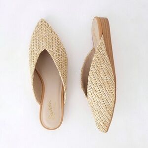 Seychelles Natural Raffia Woven Mules Size 8.5